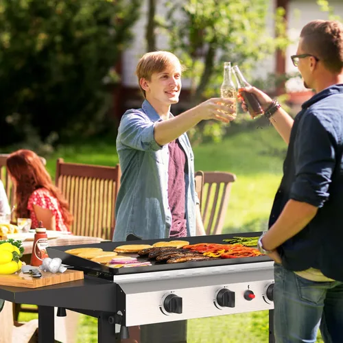 Miniatura 2 de SKOK Plancha de gas plegable de 28 pulgadas para exteriores, parrilla de gas portátil con parte superior plana -30000 BTU a propano, estación