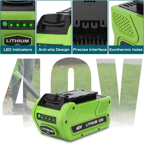 Miniatura 2 de Reoben Batería de litio de 6.0Ah de 40 voltios de repuesto para batería GreenWorks de 40 V compatible con GreenWorks G-MAX 40V 29472 29462 2901319