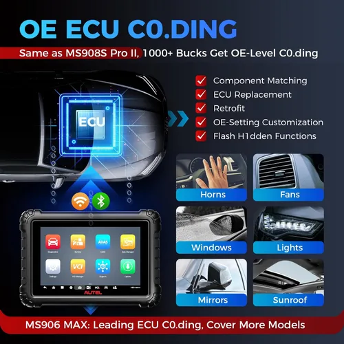 Miniatura 3 de Autel Escáner bidireccional MS906 MAX: MS906MAX 2026 Actualizado de MS906 Pro MP900BT con ECU C0ding, DoIP, CANFD, FCA SGW AutAuth, escaneo de todo