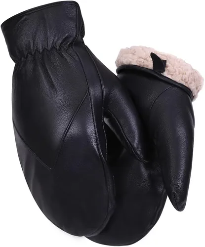 Miniatura 4 de Manoplas de piel de cordero cálidas para hombre con forro polar de invierno