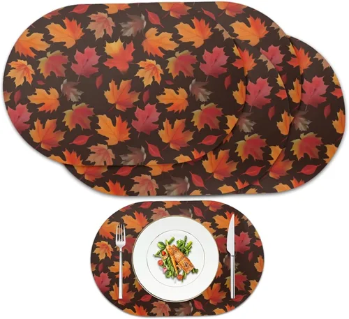 Miniatura 28 de Pumpkin Placemats Set of 4 Ghost Non Slip Washable Heat Resistant Place Mats 12x18 Inch Round Tablemats for Dining Kitchen Party Daily Table Decor