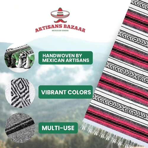 Miniatura 73 de Artisans Bazaar Poncho tradicional mexicano de Baja para hombres y mujeres, auténtico sarape de Gaban, manta de vaquero Pancho Jorongo