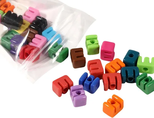 Miniatura 16 de 40 cuentas de letras 3D focales acrílicas sueltas para hacer joyas, pulseras, collares, llavero, bolsa de teléfono, cadena, llaveros (letras mixtas)