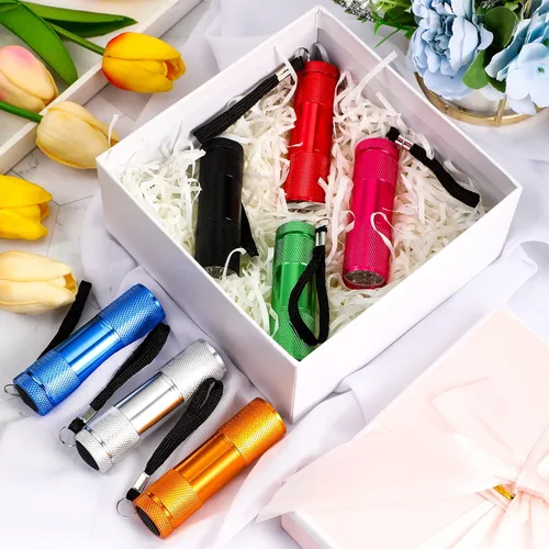 Miniatura 6 de Fumete Juego de 30 mini linternas de aluminio LED de mano, 7 colores, 90 unidades, batería AAA incluida para recuerdos de fiesta, lectura nocturna