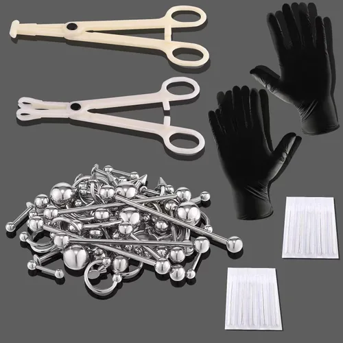 Miniatura 3 de LOYAL BOOK Kit de 104 piezas de Piercing 14G16G Kit de Piercing para todos los piercings (color acero inoxidable)