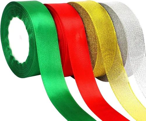 Miniatura 33 de DECYOOL - Cinta de Navidad, 4 rollos de 100 yardas de cintas navideñas para envolver regalos (0.6 in de ancho, rojo, verde, dorado y plateado)