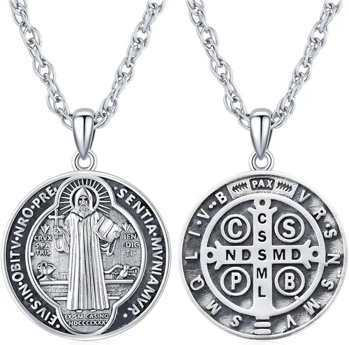 Aniu Collar de plata de ley S925 de San MiguelSan CristópaloSan BenitoSan Jesús para hombres y mujeres, arcángel, RaguelUriel, colgante de amuleto