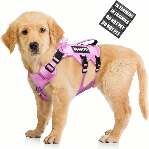 Miniatura 24 de WINSEE - Arnés para perro a prueba de fugas, arnés Molle de servicio y trabajo con doble asa, chaleco táctico para mascotas con 4 parches