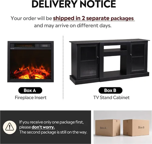 Miniatura 9 de WLIVE Soporte de TV con chimenea para TV de 65 pulgadas, centro de entretenimiento con chimenea eléctrica de llama realista 3D, consola de TV