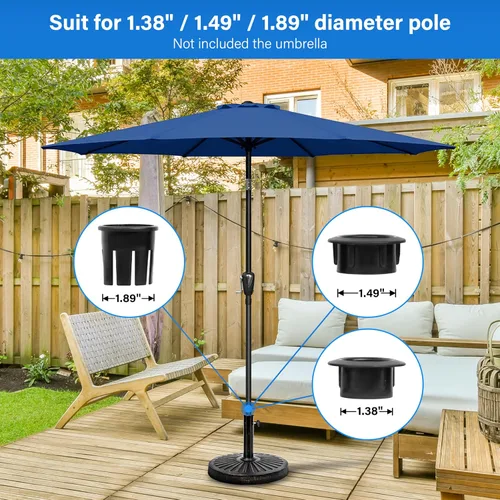 Miniatura 7 de Simple Deluxe Base redonda resistente de 31 libras y 18 pulgadas para sombrilla de mercado para patio al aire libre, cubierta, color negro clásico