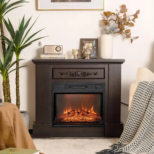 Miniatura 3 de Tangkula Chimenea Eléctrica Empotrable de 23 Pulgadas, Chimenea Empotrada con 3 Efectos de Llama LED Realistas, Control Remoto, Temporizador de 30