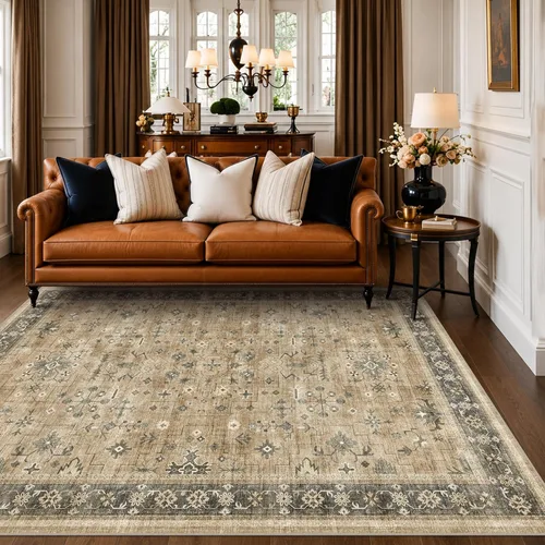 Miniatura 119 de Alfombra Boho Negra para Sala de Estar - Alfombra de Área Lavable de 10x14 Pies, Alfombras de Comedor para Debajo de la Mesa, Alfombra Suave de Pelo
