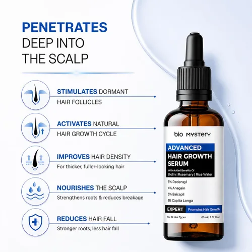 Miniatura 7 de Suero para el crecimiento del cabello con 3% Redensyl, 4% Anagain, 3% Biacapil y Capilia longa con biotina, romero y agua de arroz