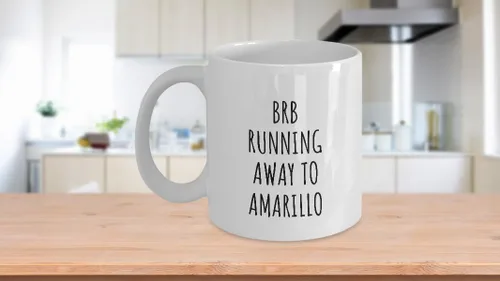 Miniatura 3 de Brb Running Away To Amarillo Mug Funny Gift For Traveler Men Women City Lover Present Idea Quote Gag Joke Coffee Tea Cup Large 15 Oz