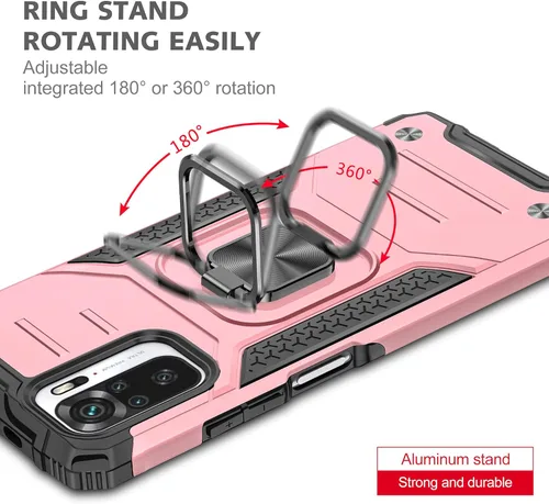 Miniatura 6 de Asuwish Funda de teléfono para Xiaomi Redmi Note 10/10S 4G con protector de pantalla de vidrio templado y soporte de anillo delgado híbrido Oro