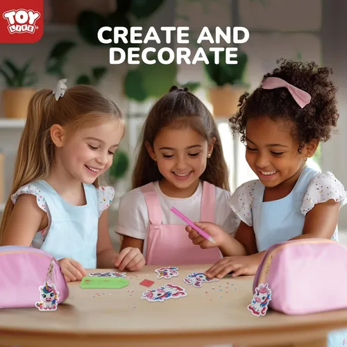 Miniatura 7 de TOY Life Kits de Arte de Diamantes para Niños, 9 Piezas Kits de Pintura de Diamantes de Unicornio DIY Llaveros para Niñas, Arte de Puntos