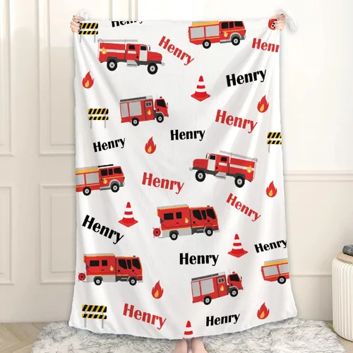 Miniatura 18 de Manta de Bebé Personalizada Camiones de Construcción Personalizados Camión Volquete Mantas con Nombre para Niños, Niñas y Pequeños Manta Suave
