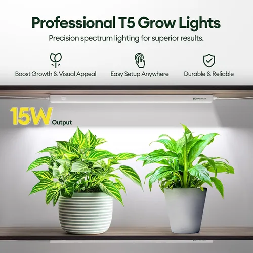 Miniatura 2 de Maygrove Luces de cultivo para plantas de interior de 2 pies, luz de crecimiento de espectro completo similar al sol, 5000 K, 60 W (4 x 15 W), tiras