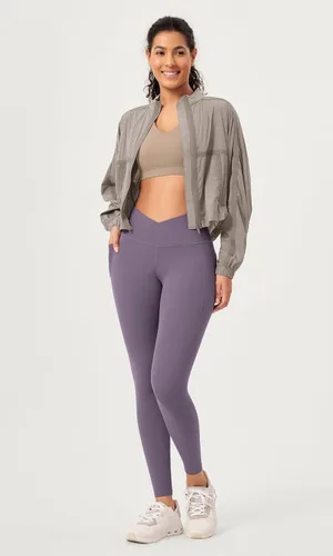 Miniatura 2 de ODODOS ODCLOUD - Paquete de 2 leggings suaves de cintura cruzada con bolsillos para mujer, pantalones de yoga cruzados de 2528 pulgadas