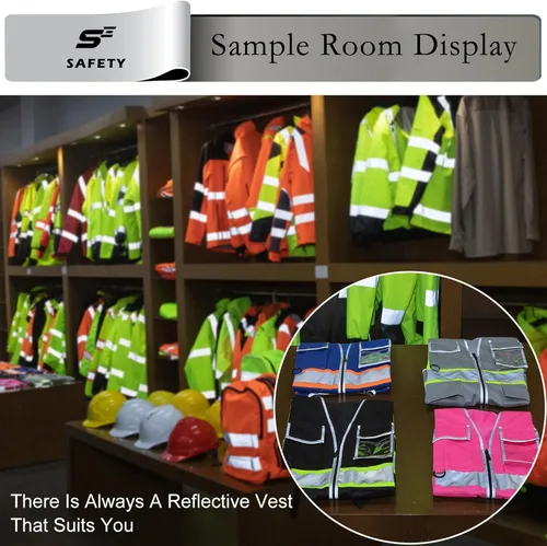 Miniatura 5 de sesafety Chaleco de seguridad reflectante con bolsillos y cremallera, chaleco de construcción de alta visibilidad, chaleco de alta visibilidad, ANSI