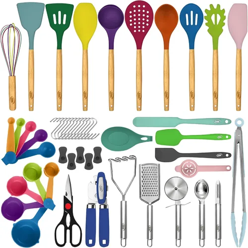 Miniatura 9 de Kaluns 50 piezas juego de utensilios de cocina de silicona juego completo de cocina - 427°C resistente al calor antiadherente utensilios de cocina