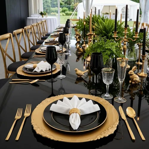 Miniatura 6 de Okllen Paquete de 12 Platos Base Dorados, Platos Base Redondos para Cena de 13" con Borde en Relieve para Catering, Boda, Decoración de Mesa