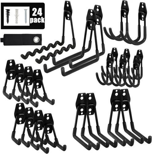 Miniatura 10 de AOBEN Ganchos de garaje resistentes, ganchos de almacenamiento de acero para garaje, perchas para herramientas y ganchos combinables de montaje