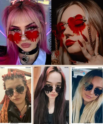 Miniatura 2 de BOJOD Gafas de sol con forma de corazón goteantes para mujer, gafas de sol de moda para fiesta