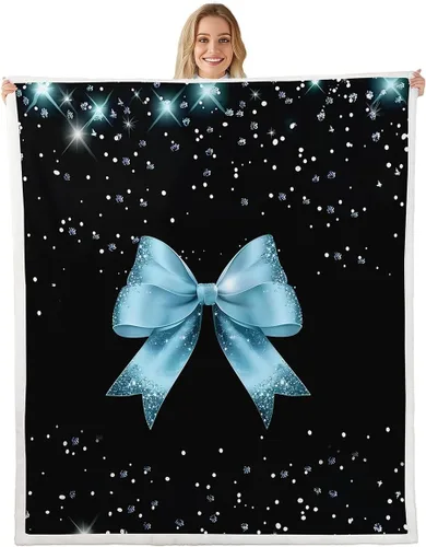 Miniatura 14 de Erosebridal Black Pink Bow Fleece Throw Blanket 40"x50" - Ultra-Soft for Couch Sofa Bed,Kawaii Cool Bowknot Sherpa Blanket,Princess Style Fuzzy