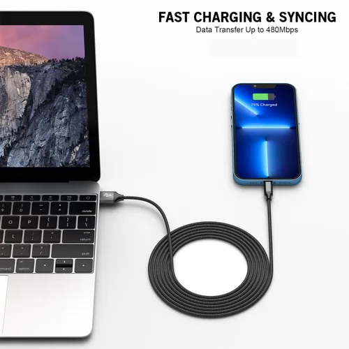 Miniatura 4 de Cargador de iPhone de 10 pies, bloque de carga rápida para iPhone de doble puerto USB, adaptador de enchufe de pared de 2 paquetes y cable de carga
