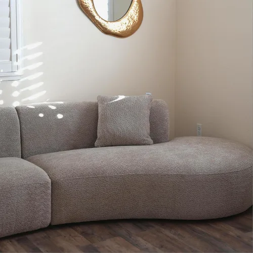 Miniatura 7 de Acanva - Sofá seccional curvo moderno para sala de estar, sofá modular de tela bouclé minimalista y cómodo para apartamento, oficina en casa, 114