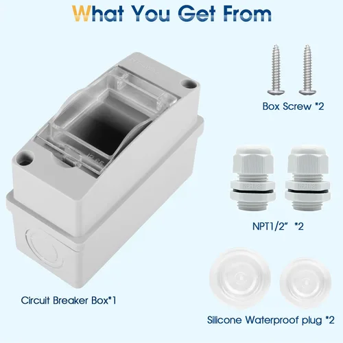 Miniatura 7 de Caja de Protección de Distribución Impermeable, Caja Eléctrica de Disyuntores de Plástico ABS y Cubierta Transparente IP65, para Disyuntor de Pared