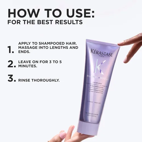 Miniatura 5 de Kerastase Blond Absolu Cicaflash acondicionador - Para cabello decolorado y dañado, fortalece y nutre, con ácido hialurónico, protege contra