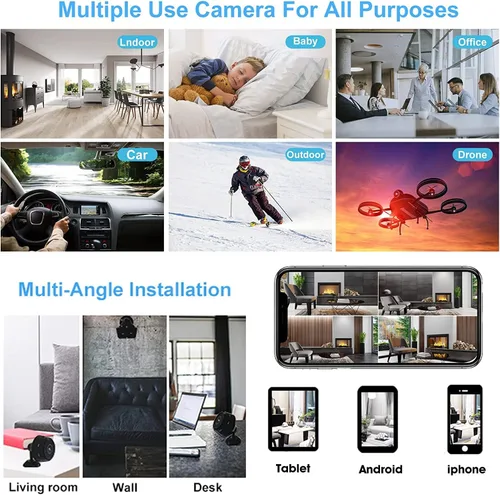 Miniatura 7 de Cámara oculta espía con audio/video. Cámara WiFi HD 1080P - Mini cámara de niñera con visión nocturna y detección de movimiento - Cámaras