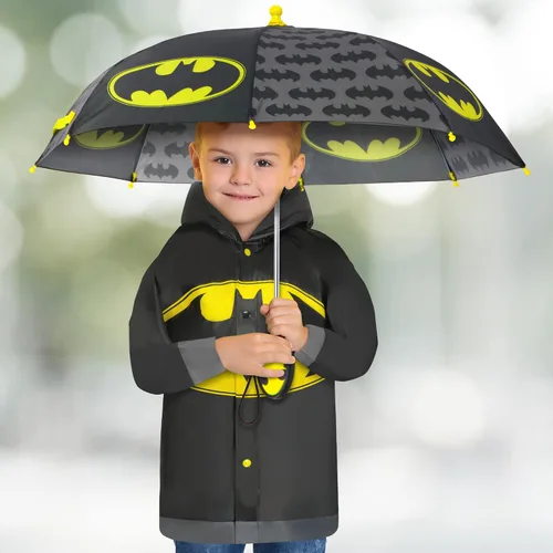 Miniatura 2 de DC Comics Conjunto de paraguas y Slicker, Batman o Superman para niños pequeños, para edades de 2 a 7 años