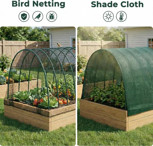 Miniatura 4 de Gardzen Aros de jardín, aros de invernadero para camas elevadas, cubierta de fila, red de jardín, 72