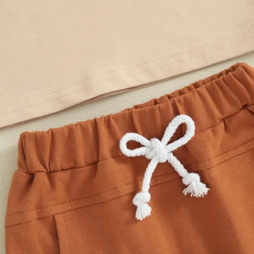 Miniatura 46 de Ropa de bebé niño sin mangas + pantalones cortos con estampado a rayas con bolsillos, 2 piezas de trajes de verano