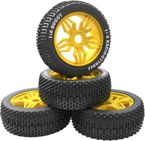 Miniatura 4 de ShareGoo OD 4.52 pulgadas 1/8 RC Buggy neumáticos de goma con 5 radios llanta de plástico hexagonal de 0.669 in compatible con Arrma Kyosho Exceed
