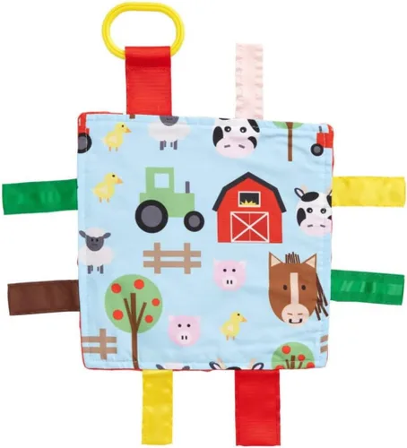 Baby Sensory Crinkle & Teething Square Lovey con etiquetas de cinta cerradas mejora el desarrollo cognitivo, social y emocional de 8 x 8 pulgadas