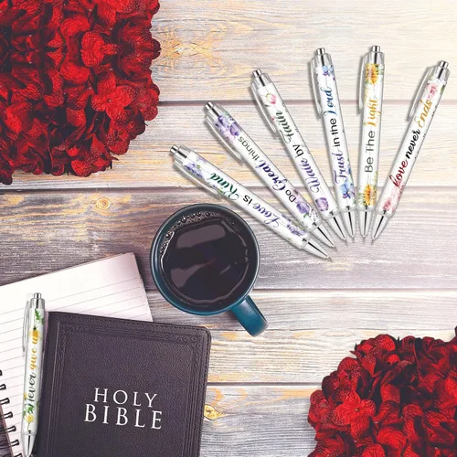 Miniatura 7 de Ctosree 60 bolígrafos cristianos para mujer, a granel, versículos bíblicos, bolígrafos de tinta floral, citas inspiradoras religiosas, bolígrafo