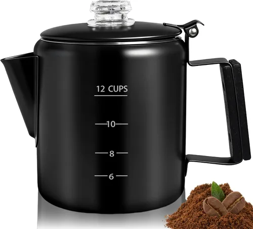 Miniatura 13 de Percolador de 6 Tazas de Acero Inoxidable 304 Cafetera Máquina de Café con Mango de Madera Sólida Perilla Transparente Estufa Greca Mocha