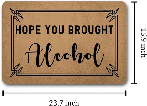 Miniatura 3 de Divertido tapete de bienvenida para entrada en interiores con la esperanza de que hayas traído alcohol, divertido tapete personalizado