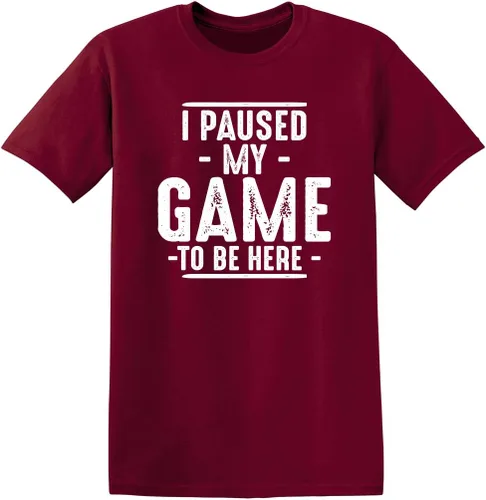 Miniatura 36 de Camiseta divertida con texto en inglés "I Paused My Game to Be Here" para hombre