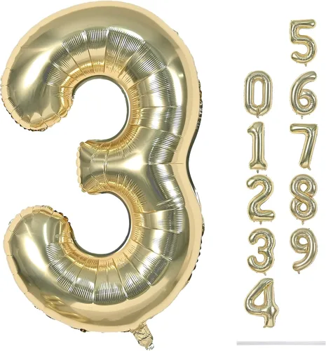 Miniatura 81 de Globo dorado champán con el número 5, globos de aluminio autoinflables grandes de 40 pulgadas del 0 al 9, globo de helio digital 5 dorado claro