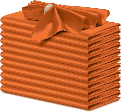 Miniatura 23 de P Pothuiny 12 servilletas de satén de color beige sedoso de 17 x 17 pulgadas, servilletas cuadradas lisas de tela de satén, servilletas de mesa
