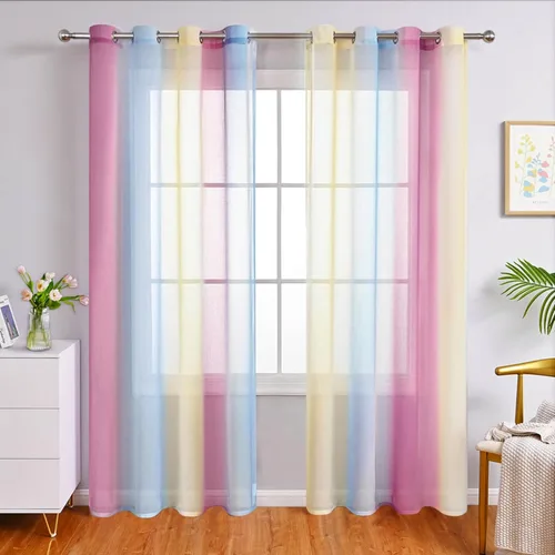 Miniatura 9 de WUBODTI Cortinas de arcoíris para decoración de dormitorio de niñas, 63 pulgadas de largo, con temática de princesa de unicornio, cortinas Rosa