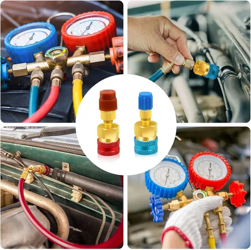 Miniatura 7 de 2 adaptadores R1234yf a R134a, kit de acopladores rápidos, kit de recarga de refrigerante R1234yf, adaptadores de lado alto/bajo R134a a R1234yf