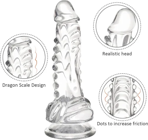 Miniatura 4 de Consolador de dragón, consolador transparente de 6.7 pulgadas con ventosa para jugar con manos libres, consolador de fantasía para adultos, juguetes