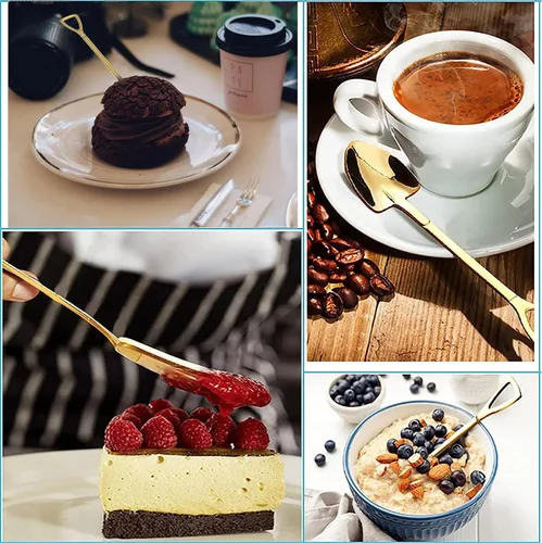 Miniatura 6 de Comicfs 10 cucharas de postre de 6 pulgadas con forma de pala de acero inoxidable, cucharas de helado de frutas para el hogar, cocina o restaurante