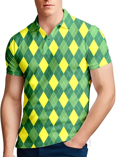 Miniatura 53 de Camisa de golf de los años 80 para hombre, ajuste seco, manga corta, estampada, divertidas, camisas de golf de los años 90 para hombre
